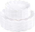 LIYH 50 Pcs White Scalloped Plastic Plates Reusable - Unbreakable Plastic Plates for Weddings Party Outdoor Picnics Dishwasher Safe BPA Free (25Guests)
