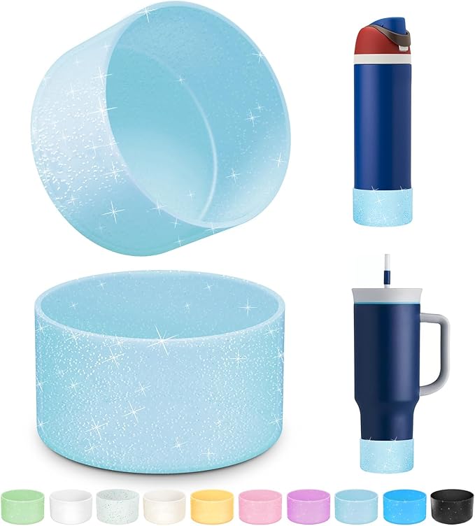 2 PCS Glitter Silicone Boot for Owala Water Bottle, Anti-Slip Protective Sleeve for FreeSip/Twist/Flip Stainless Steel Water Bottles Accessories