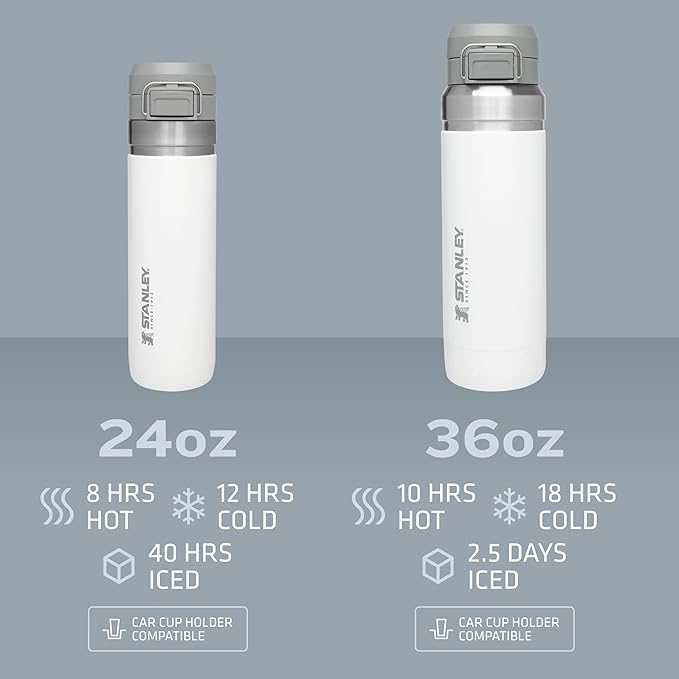 Stanley Quick Flip GO Water Bottle 24 oz | Push Button Lid | Leakproof and Packable for Travel and Sports | Insulated Stainless Steel | BPA-Free | Alpine