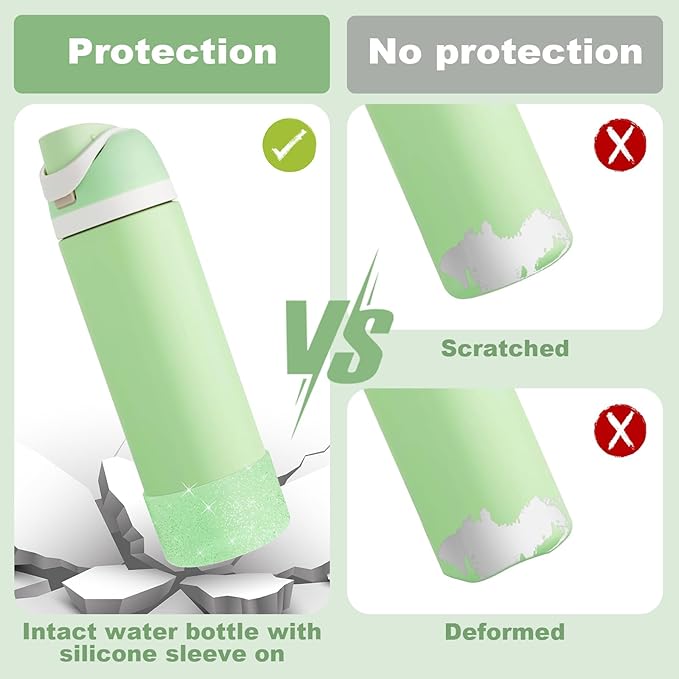2 PCS Glitter Silicone Boot for Owala Water Bottle, Anti-Slip Protective Sleeve for FreeSip/Twist/Flip Stainless Steel Water Bottles Accessories