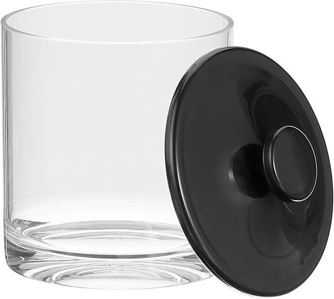 mDesign Small Modern Apothecary Storage Organizer Canister Jars - Acrylic Containers for Bathroom, Organization Holder for Vanity, Counter, Makeup Table, Lumiere Collection, 2 Pack, Clear/Black