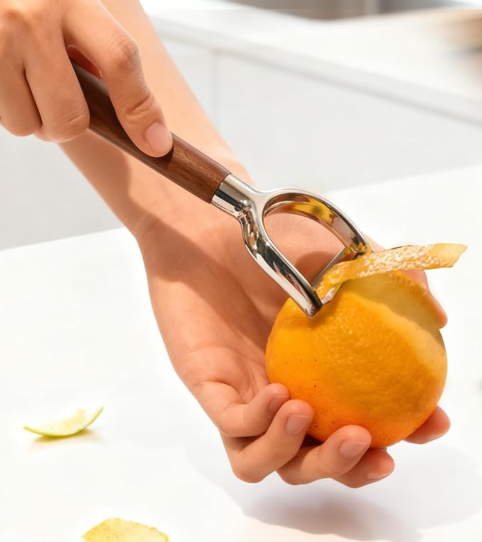 Ugotit Vegetable Peeler Stainless Steel Steel with Wood Handle, Premium Potato Veggie Fruit Peelers for Kitchen, Apple Carrot Cucumber Peeler, Ultra Sharp Rotary Blade