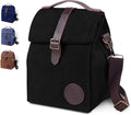 ASEBBO Insulated Lunch Bag for Women & Men - Reusable & Leak Proof Lunch Box Cooler Bag for Work, Beach, Travel for Adults with Shoulder Strap, Father's Day Gift - Waxed Canvas (Black) - Reusable Bag