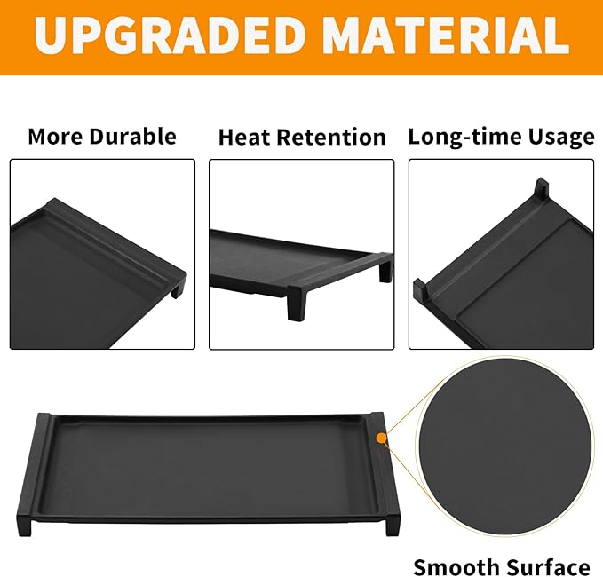 Upgraded WB31X24738 Griddle Replacement Parts for GE Stove Parts WB31X49806 Cast Iron Center Griddle Plate WB31X24998 19.5" x 9" General Electric Gas Range Burner Griddle GE Cooktop Flat Top Pan
