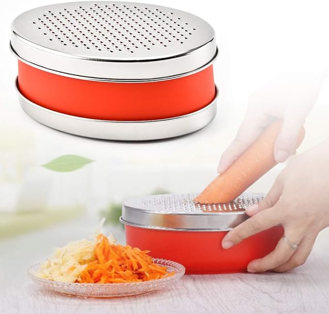 Stainless Steel Cheese Grater with Airtight Food Storage Container & Lid - Multi-Purpose Kitchen Tool for Grating Cheese, Vegetables, Ginger, and Citrus Fruits - Ideal for Home & Picnic Use