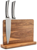Magnetic Knife Block Kitchen Knife Holder Rack Without Knives- Natural Acacia Knife Storage Organizer with Powerful Magnets for Cutlery Display and Storage