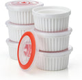 Sweese 6-Pack 8 oz Porcelain Ramekins with Lids, White Souffle Dishes for Baking, Creme Brulee Cups, Oven-Friendly Pudding Custard Bowls – Versatile Kitchen Essentials for Baking and Storing