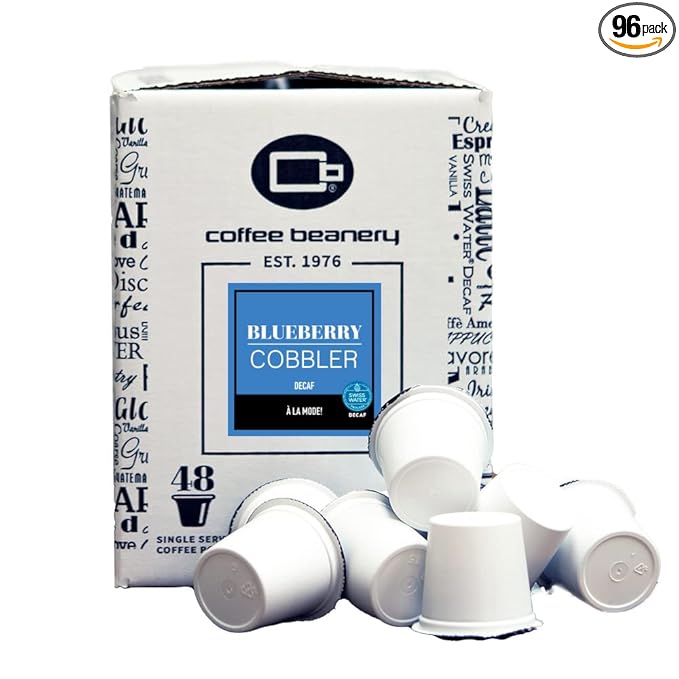 Blueberry Cobbler Decaf Coffee Pods by Coffee Beanery | 96ct Bulk Medium Roast Arbica Coffee