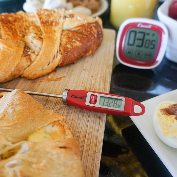 Escali DH1 Gourmet Digital Meat Thermometer with Extra Long Probe, NSF Certified, Red