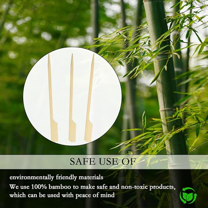 200 Pcs 6 Inch Bamboo Wood Paddle Picks Skewers, Toothpicks for Appetizers for Cocktail, Drinks, Appetizers，Fruit, Sausage, Barbeque Snacks, Sandwich, Natural Wooden Paddle Skewer Mini Food S