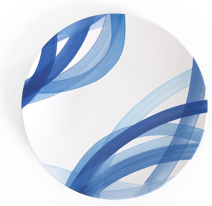 TervisHome Melamine Dinner Plates - Set of 4 | Yao Cheng Azure Collection | Durable Stoneware-like Quality, Dishwasher Safe, Perfect for Indoor and Outdoor Use