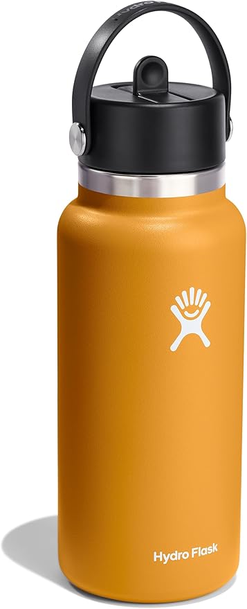Hydro Flask Water Bottle - Insulated Stainless Steel - Wide Straw Lid, Non Spill, Leakproof in 32 Oz Fossil Brown