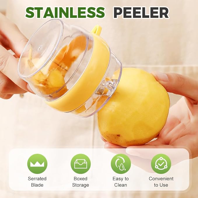3 in 1 Peeler with Container, 2025 New Stainless Steel Peelers with Container with Handle Fruit Knife, Multifunctional Vegetable Peelers for Home Kitchen (Green)