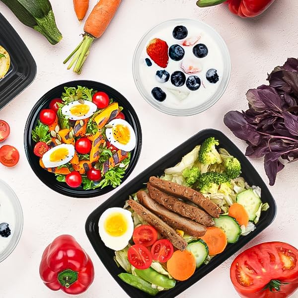 50 PACK, 24 oz. Meal Prep Containers, Extra Large & Thick Food Storage Containers with Lids - BPA Free Stackable Microwavable & Dishwasher Safe, Travel, To Go, Bento Box (100, Rectangle - 28 oz.)