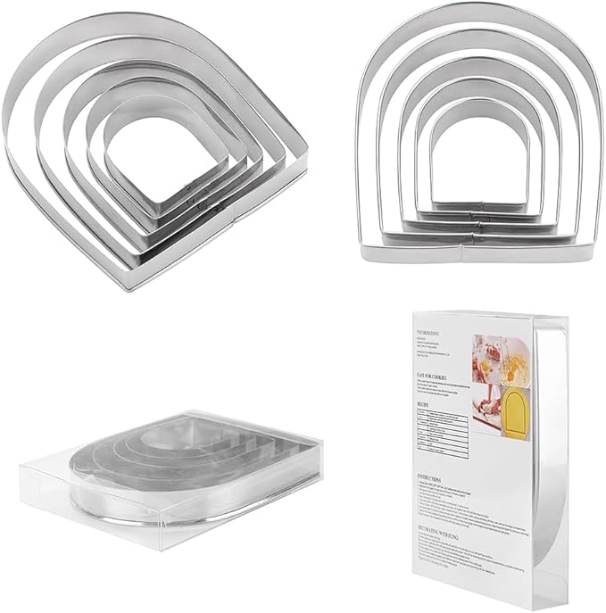 Door Arch Cookie Cutters Set, Stainless Steel, Sandwich and Biscuit Molds Small to Large Size of 1.97‘’/2.56‘’/3.15"/3.94"/4.72"