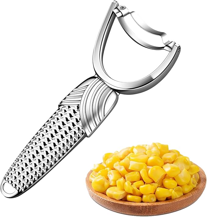 Corn Planer Cutter with Stainless Steel Blade, Non-Slip Aluminum Alloy Handle, Perfect for Removing Corn Kernels from the Cob
