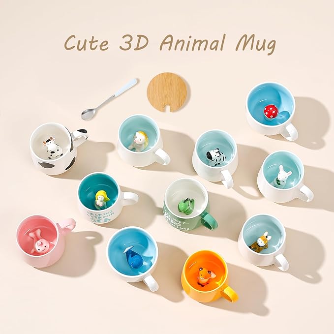 BigNoseDeer Mushroom Mug Cute mugs with 3D Mushroom Inside Ceramic Coffee Mugs Cute Gifts Birthday Gifts Gifts for Women 13oz