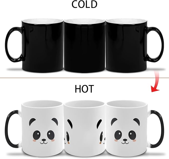 Heat Changing Mug, Funny Panda Color Changing Ceramic Coffee Mug,11 oz Heat Sensitive Magic Cup Xmas Gift for Mom Sisters Girlfriends Friends, Cute Birthday Christmas Gift for Women Men Kids