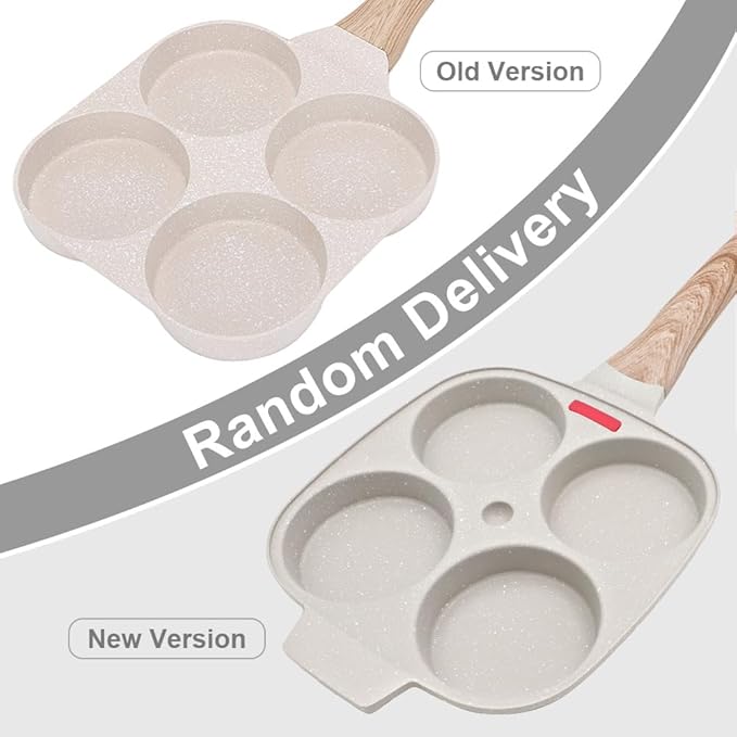 Egg Pan Egg Frying Pan, Fried Egg Pan Nonstick 4 Cups Pancake Pan Aluminium Alloy Cooker for Breakfast, Induction Compatible (White)