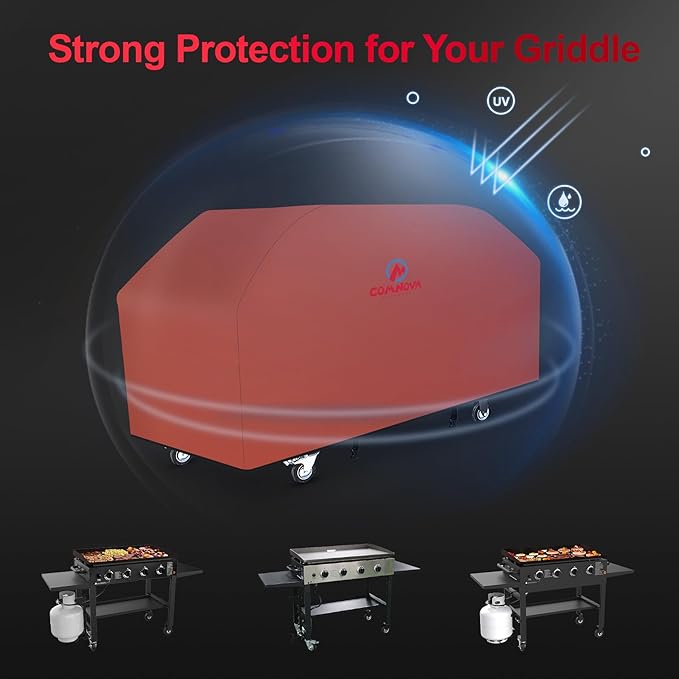Comnova Griddle Cover for Blackstone Griddle Without Hood 36 Inch - 600D Flat Top Grill Cover for Blackstone 4 Burner Grill, 36" Griddles Cover for Black Stone and FTG600 (with Pole)