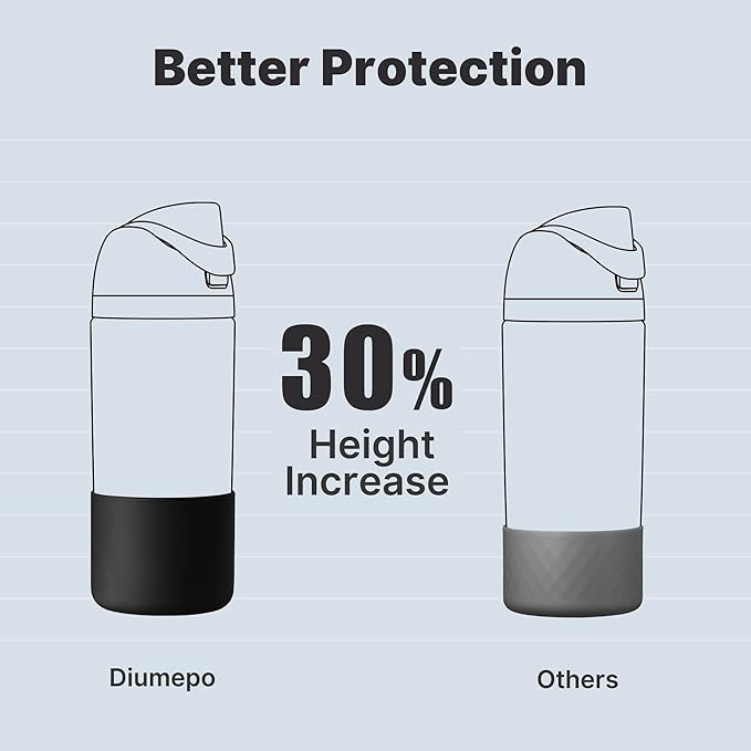 Silicone Boot for Owala 14/16 oz Water Bottle, Anti-Slip Protective Sleeve for Owala 12 oz Kids Tumbler, Boot Bottom Base fit Flip 14 oz Insulated Stainless-Steel Water Bottlet (Black)
