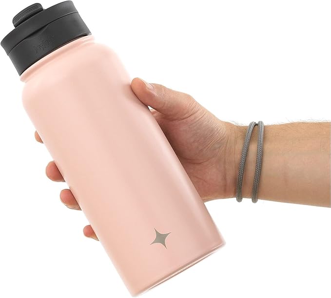JoyJolt Triple Insulated Water Bottle with Straw Lid AND Flip Lid! 32oz, 12 Hour Hot/Cold Vacuum Insulated Stainless Steel Large Bottle. BPA-Free Leakproof Thermos Water Bottles