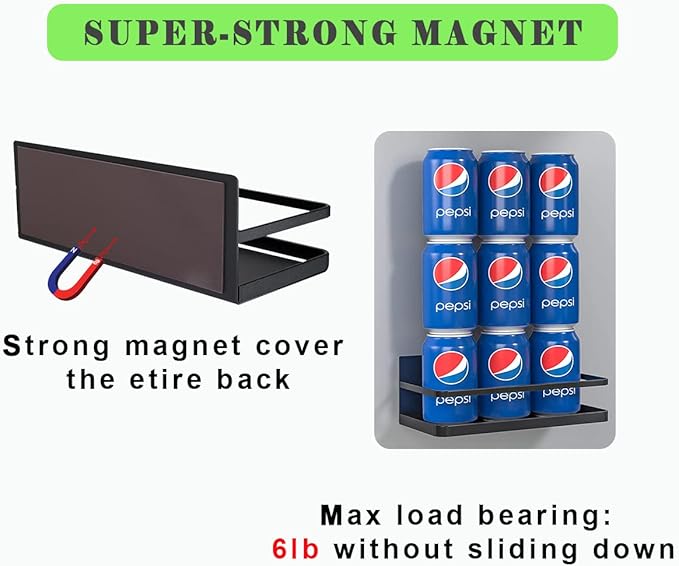 2 Pack Magnetic Spice Rack, Easy to Install on The Side of Refrigerator/Space Saving Kitchen Organization Shelf Organizer for Cabinet