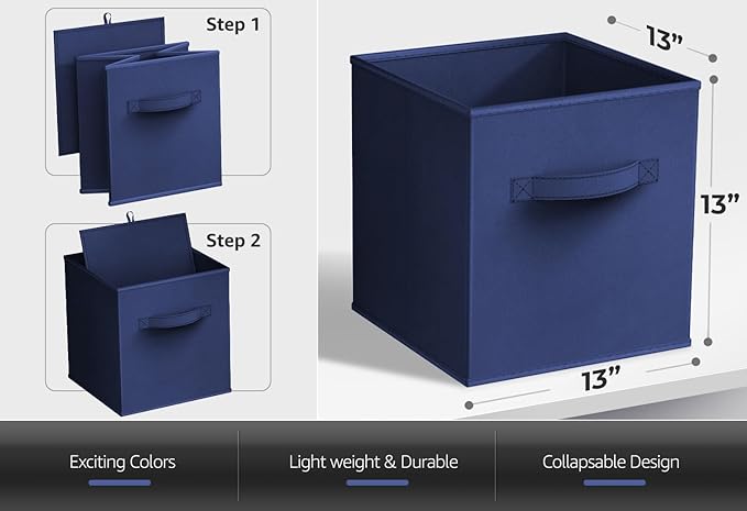 Sorbus Fabric Storage Cubes - 6 Foldable Storage Bins for Organizing Pantry, Cubbies, Toy Box - Clothes Storage & Closet Organizer - 13 Inch Collapsible Cube Baskets for Shelves with Handle