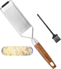 SHIKORI Stainless Steel Cheese Grater with Natural Wood Handle for Parmesan Cheese Lemon, Ginger, Cheese, Nutmeg, Potato, Chocolate and Garlic, With Protective Cover-Filaments