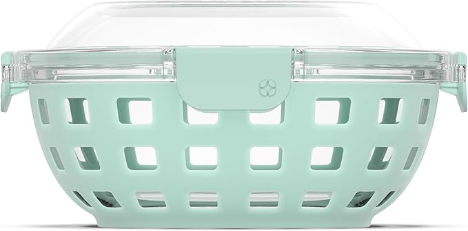 Ello Duraglass Meal Prep Lunch Bowl Container, 5 cup- Glass Food Storage Container with Silicone Sleeve and Airtight BPA-Free Plastic Lid, Dishwasher, Microwave, and Freezer Safe