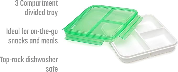 Goodful Reusable Lunch Container with 3 Compartments, BPA-Free, Leak-Proof Lid, Easy to Open and Close, Microwave Safe, Dishwasher Safe