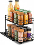 Pull Out Cabinet Organizer for Spices, Cans - Heavy Duty with Lifetime Limited Warranty- Pull Out Spice Rack- Cabinet Pull Out Shelf for Cans,Dishes, Etc, 6-1/2"Wx10-3/8"Dx8-7/8"H, Black