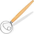 Maxjoy Danish Dough Whisk Wooden Dutch Bread Mixer with Stainless Steel Hook for Sourdough Baking Hand Tool
