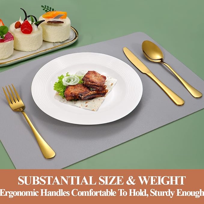 Lazycorner 30 Pcs Gold Silverware Set for 6, Food Grade Stainless Steel Flatware Set Include Fork/Knife/Spoon, Mirror Polished Eating Utensils Sets, Reusable Silverwear Cutlery Set, Dishwasher Safe