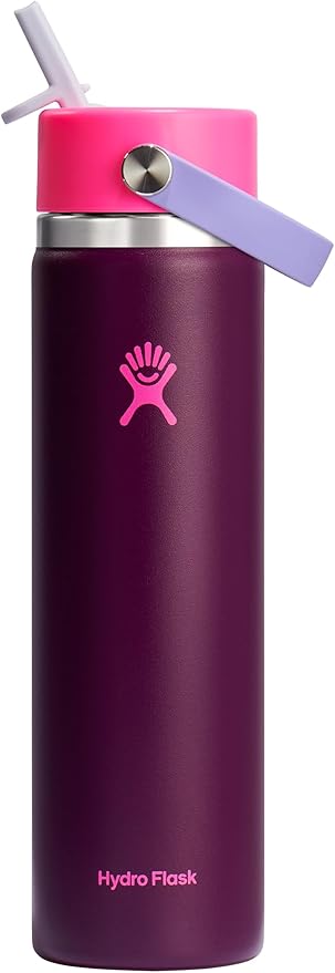 Hydro Flask 24 Oz Wide Flex Straw Cap Bottle - Insulated Stainless Steel - Wide Straw Lid, Non Spill, Leakproof in Sugarplum
