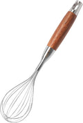 Stainless Steel Whisk for Cooking Wooden Handle Kitchen Non Stick Balloon Wire Metal Baking Whisk Egg Beater for Blending, Whisking Beating Stirring, 12inch (Wooden Handle)