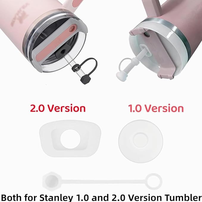 Replacement Straw for Stanley Quencher 30oz 40oz Tumbler,Straw Cleaner Brush for Stanley, Plus Silicone Spill Proof Stopper for Stanley Quencher H1.0/H2.0 (White, 12inch)