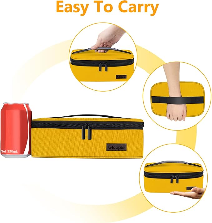 Gloppie Mini Lunch Box Small Kids Lunch Bag Compact LunchBox Bag, CPC Certified | Child-Safe Materials, Insulated LunchBag Reusable Sandwich Containers Snack Box, Yellow