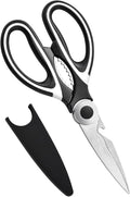 Multipurpose kitchen scissors, heavy duty meat poultry scissors, spice scissors, food cooking scissors, stainless steel utility scissors (1, white)