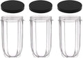 16oz Cups 6 Piece Set - 3 Replacement Cups WITH LIDS for Magic Bullet Blender LIDS INCLUDED