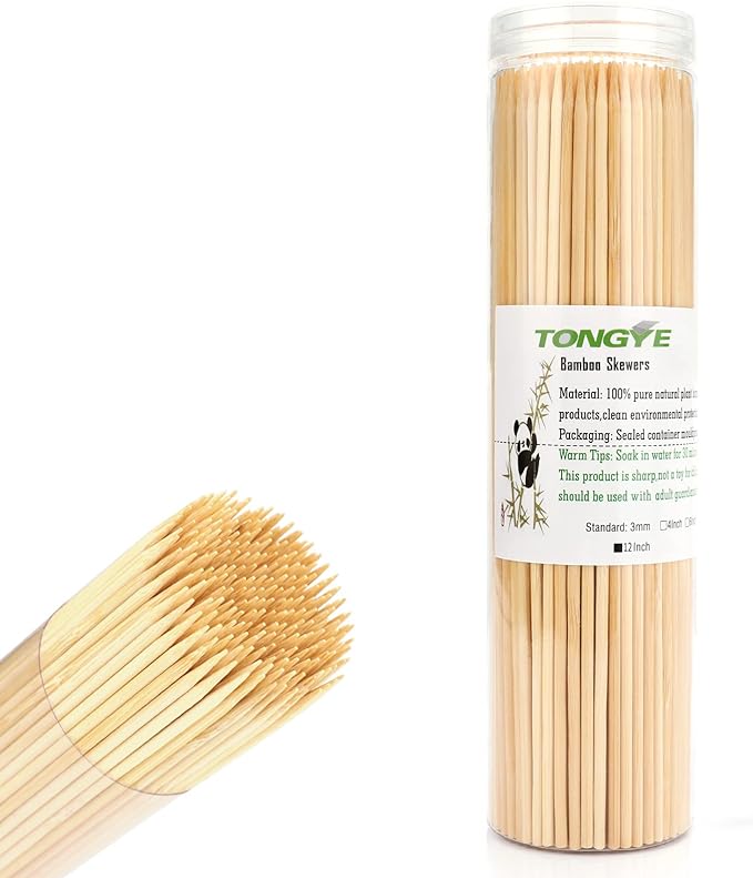 [200 PCS] 12 inch Bamboo Skewers, Premium Wooden Skewers Without Splinters, Skewers for Grilling, BBQ, Appetizer, Fruit Kabobs, Chocolate Fountain, Cocktail Toothpicks, and Food Skewer Sticks.