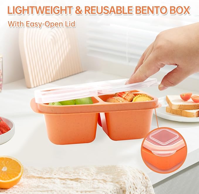 7 Pack Bento Lunch Box ，4 Compartment Snack Containers，Divided Meal Prep Lunch Containers, Kids/Toddle/Adults,Food Storage for School, Work and Travel