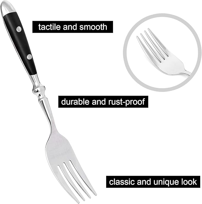 Silverware Set For 8 with Two Rivets, Vintage 40-Piece Everyday Flatware Set with Black Bakelite Handle, Stainless Steel Cutlery Set, Dishwasher Safe, Knives Spoons and Forks Set