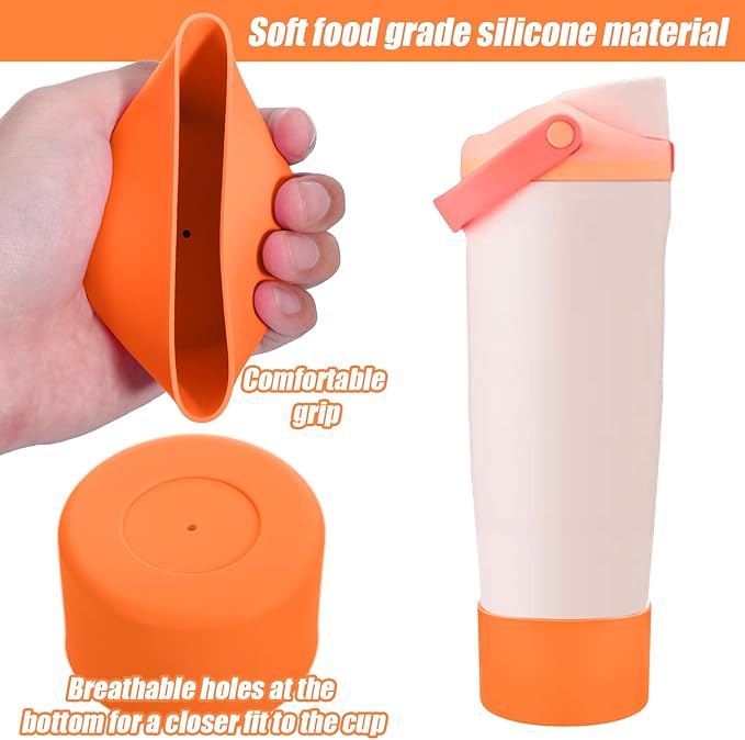 Mity rain 2PCS Protective Silicone Boots for Owala 30oz & 40oz FreeSip Sway Bottles & Tumblers - Accessories for owala, Enhances Stability & Prevents Scratches (Orange)