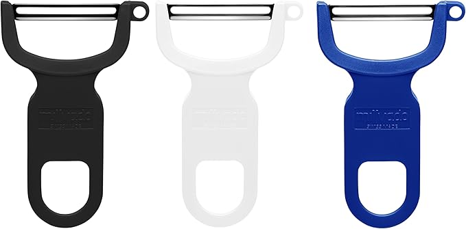 Vegetable Peeler, Swiss Made Sharp Peelers for Kitchen, Set of 3 Y Peeler for Potatoes, Apple Peeler, Vegetables, Fruits, Carbon Blade, Dishwasher Safe