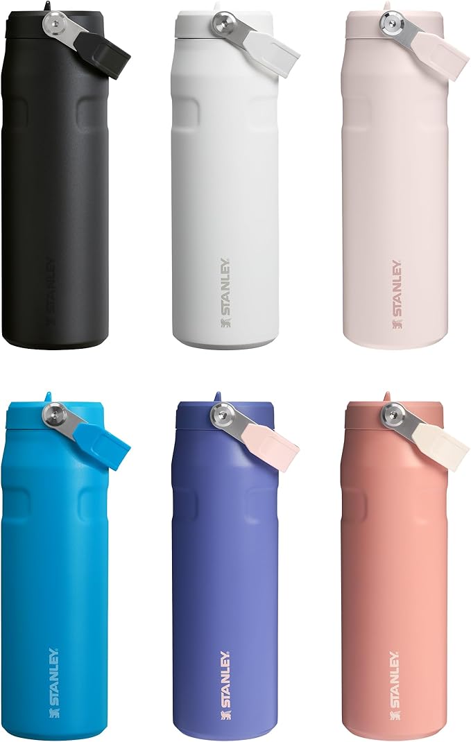 Stanley IceFlow Flip Straw 2.0 Water Bottle 24 OZ | Built-In Straw with Larger Opening | Lightweight & Leak-Resistant | Insulated Stainless Steel | BPA-Free | Azure