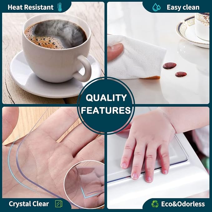 20x36 Office Desk Mat Blotter Clear PVC Computer Pad Waterproof Side Table Cloth Protector Top Pad Cover Clear Plastic Vinyl Transparent Vinyl Wipeable Heat Resistant Kitchen Countertop Floor Mat