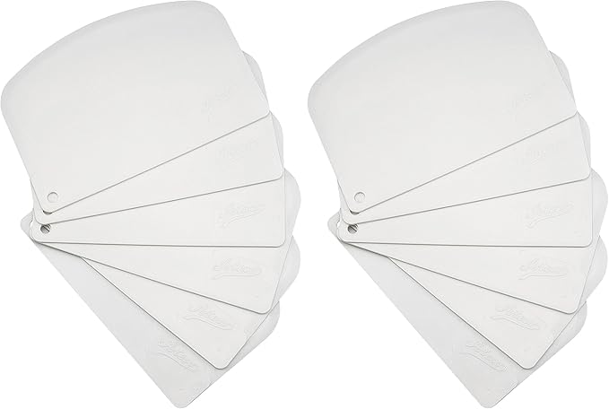 Ateco 1303 Bowl Scraper Set, Flexible Food-safe Plastic, White, 6-Pieces (Pack of 2)