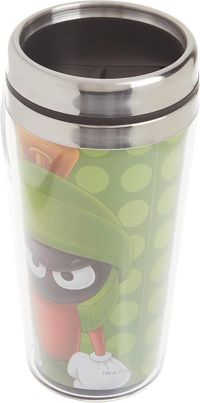 Spoontiques - Insulated Travel Mug - Marvin The Martian Coffee Cup - Coffee Lovers Gift - Funny Coffee Mug - 14 oz - Green