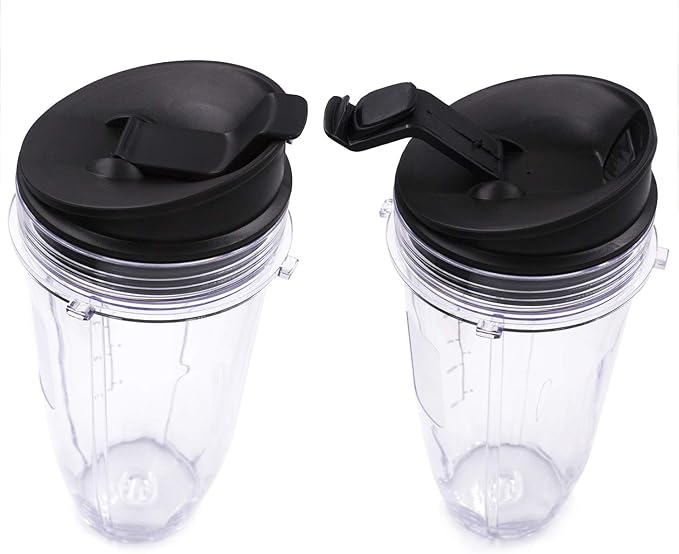 Replacement Blender Cup with Lid (2 Pack) 24 Oz Cups For Ninja Auto iQ BL480 BL482 BL642 BL682 BL450 BN401 BN751 BN801 Foodi SS351 SS151 SS401 Ninja Blender Auto iQ Blade